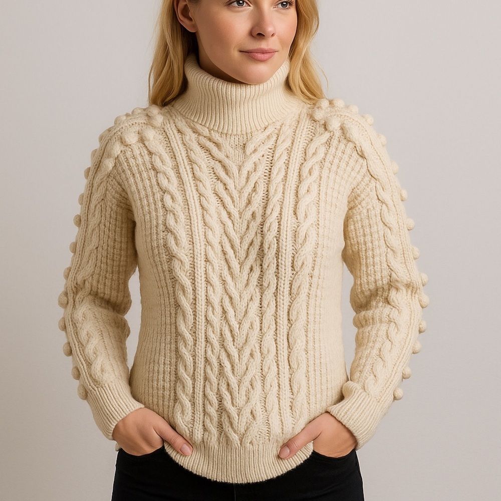 Handmade Aran Bauble Knit genuine Donegal wool sweater